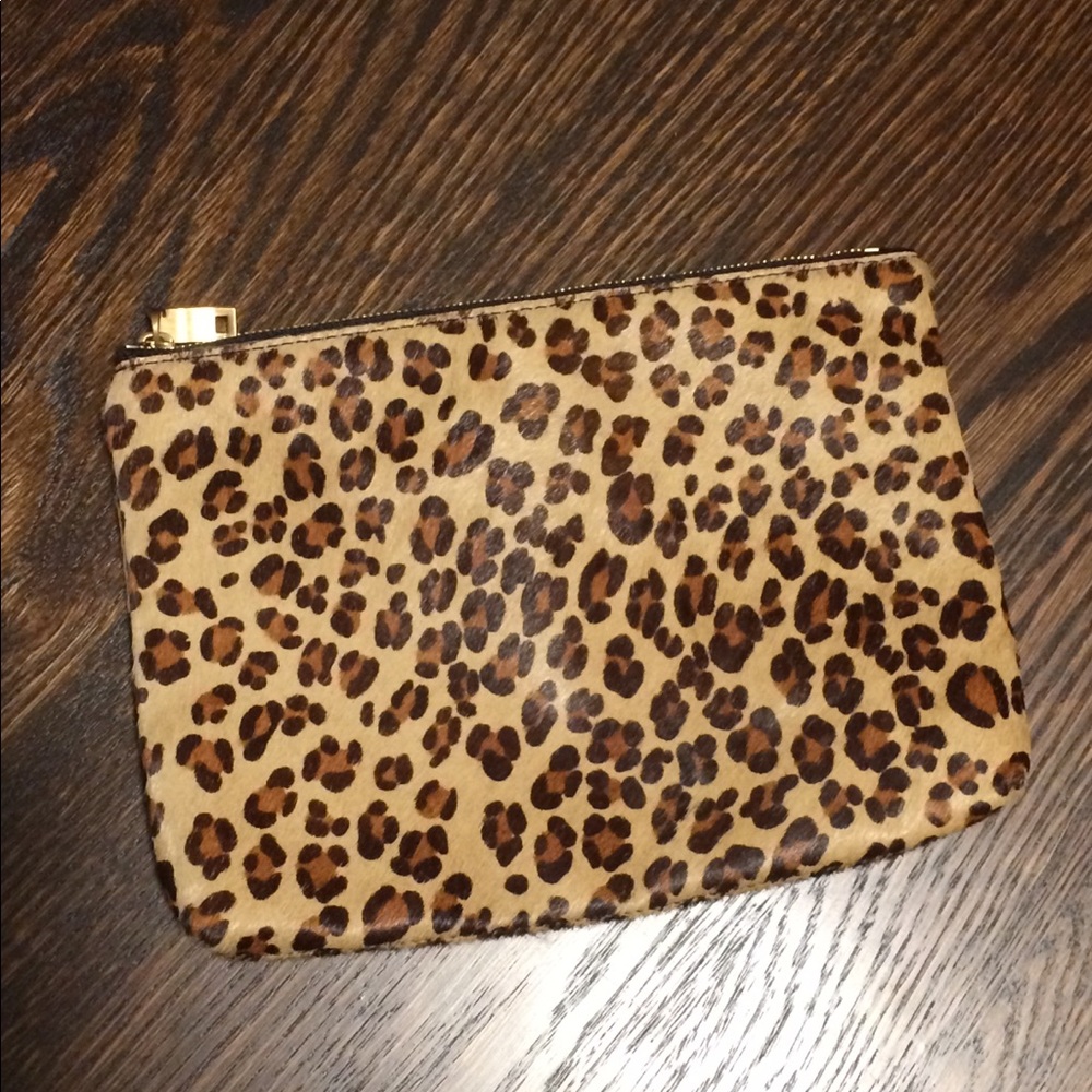 J Crew calf hair leopard print clutch
